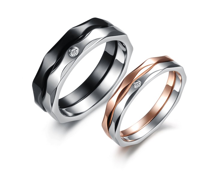 Him  Her 2-Tone Matching Couple Ring Set - Promise Ring (avail sizes ...